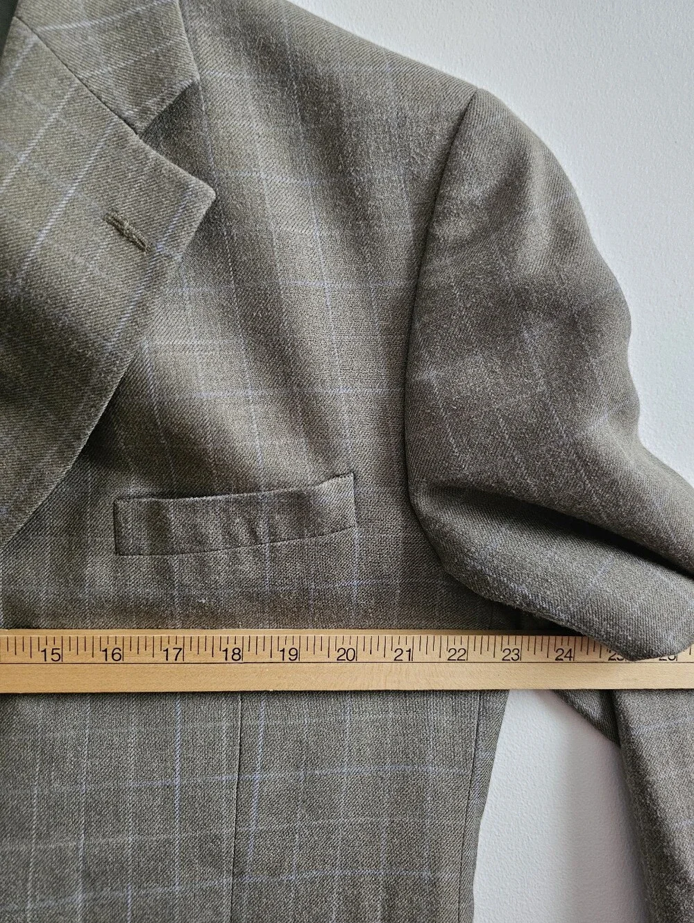 Haspel Olive Green Windowpane Silk Wool Sport Coat Blazer Men's 42L